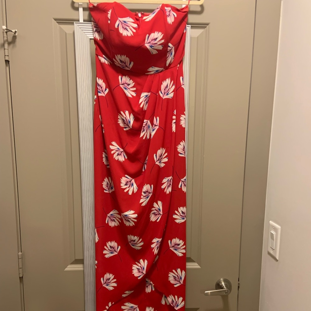 Red summer floral dress, 4